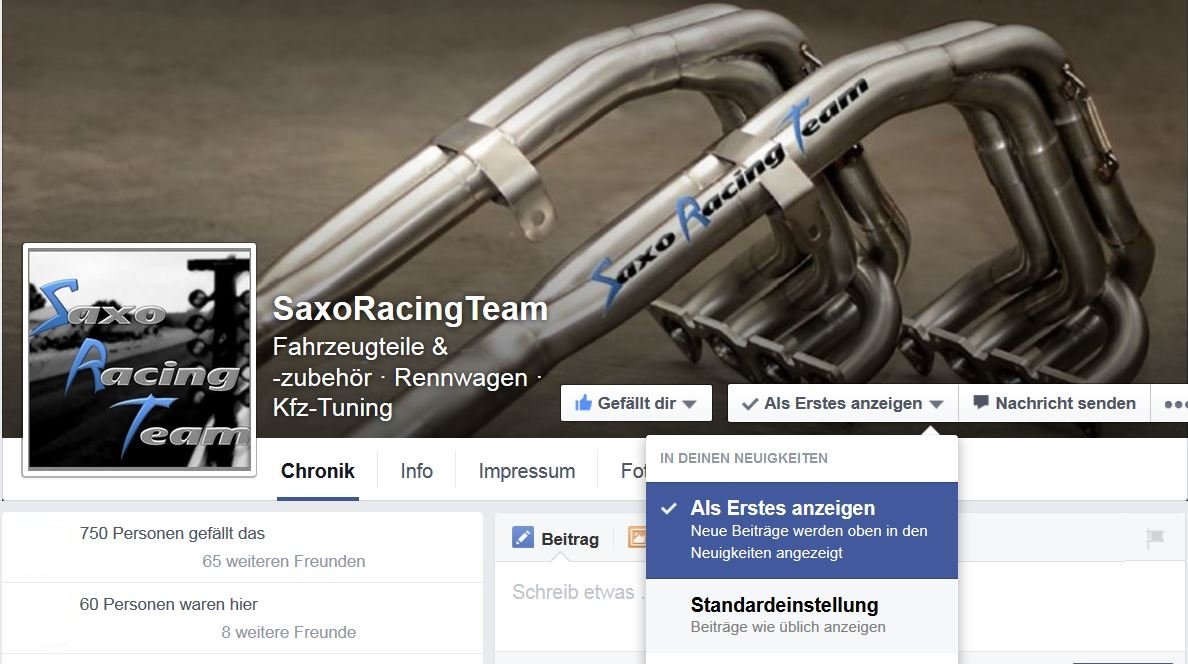 SaxoRacingTeam Facebook-Seite